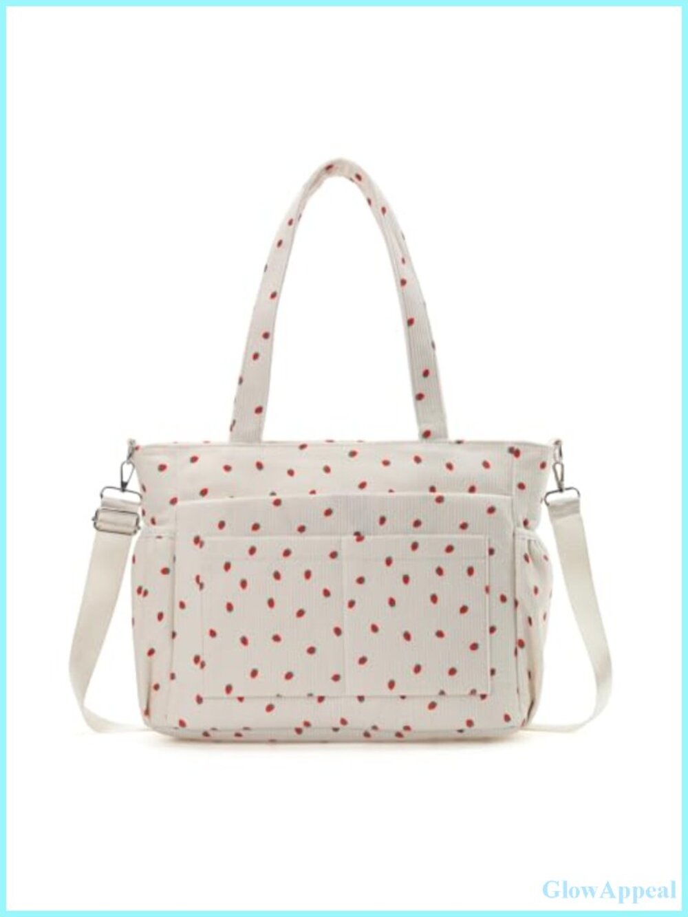 Corduroy Tote Bag for Women Multiple Pockets Laptop Travel Crossbody